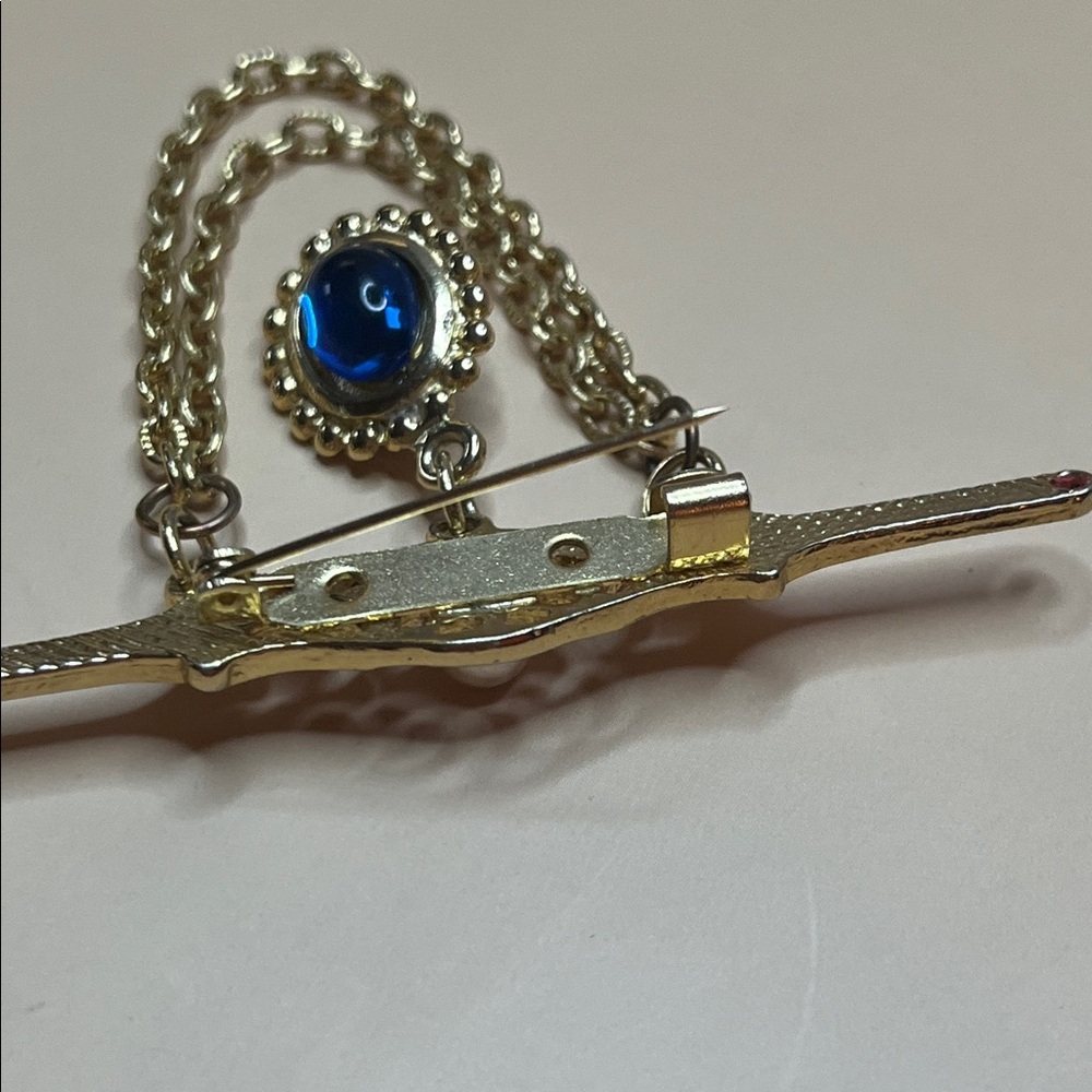 Elegant Gold and Blue Brooch Vintage - Picture 3 of 9